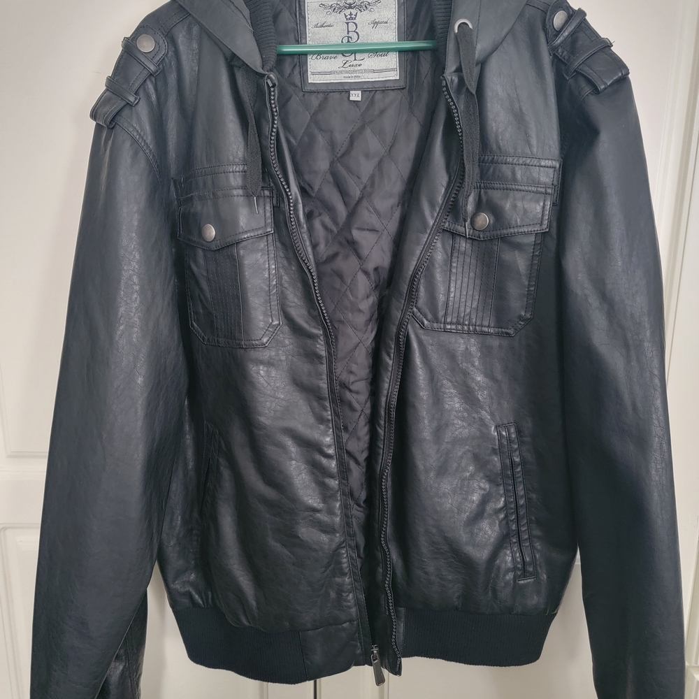 Men's Black Bomber Jacket with Hood
